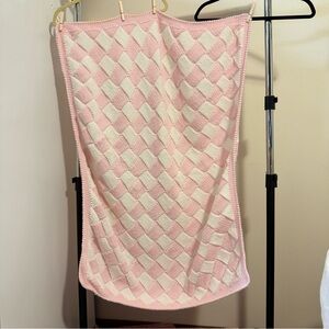 Homemade Pink‎ White Crochet Blanket Baby Toddler Throw